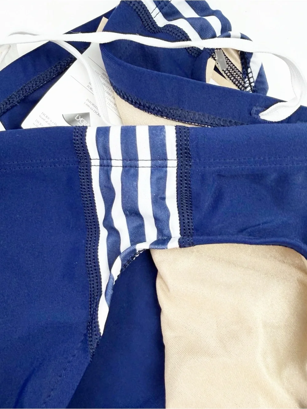 Adidas Swim Briefs Mens Blue Striped Water Polo Sports Beach Swim Size 30 NOS